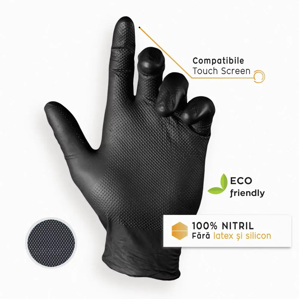 Manuși Nitril Nitro Touch Grasper - Negru - imagine 3