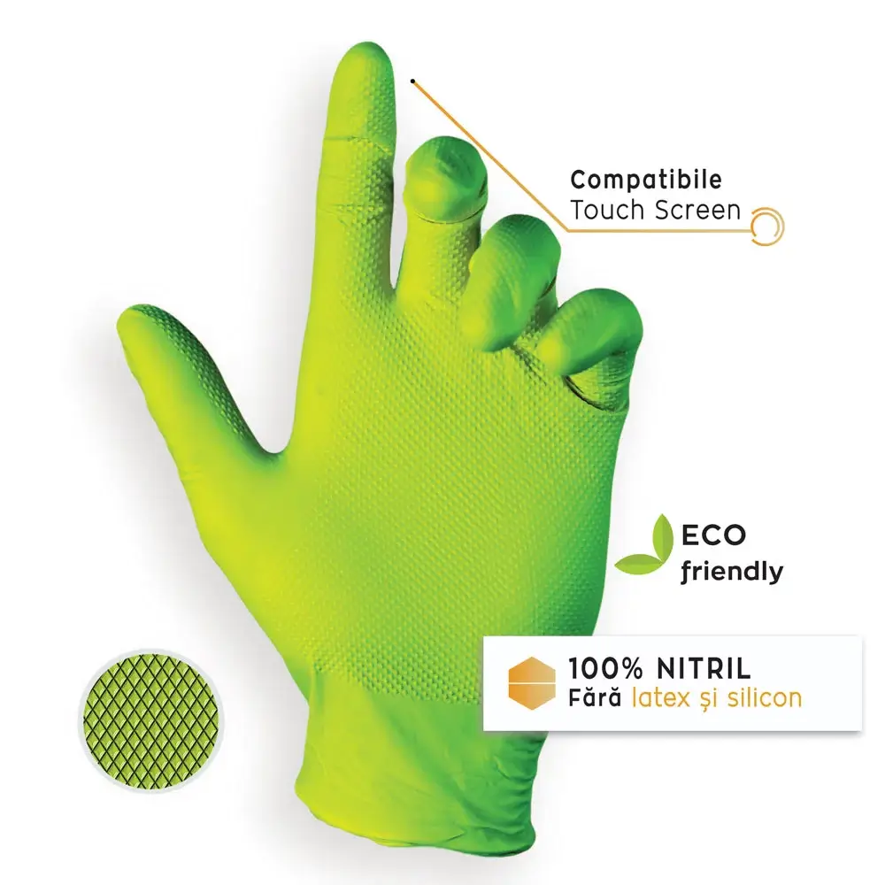 Manuși Nitril Nitro Touch Grasper - Verde - imagine 3